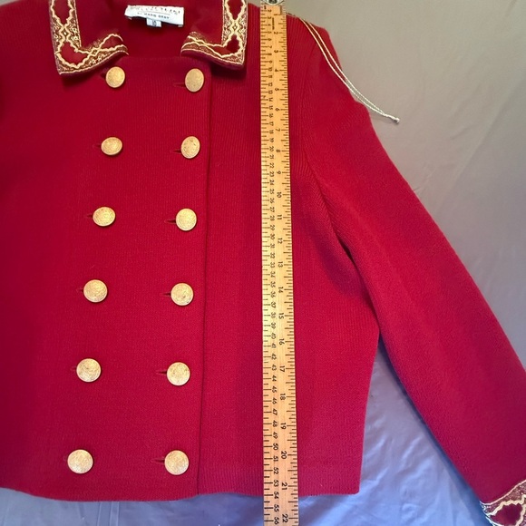 St John Collection Vintage Red/Gold Double Breast Knit Blazer Size 10/M $1395 - Picture 9 of 13
